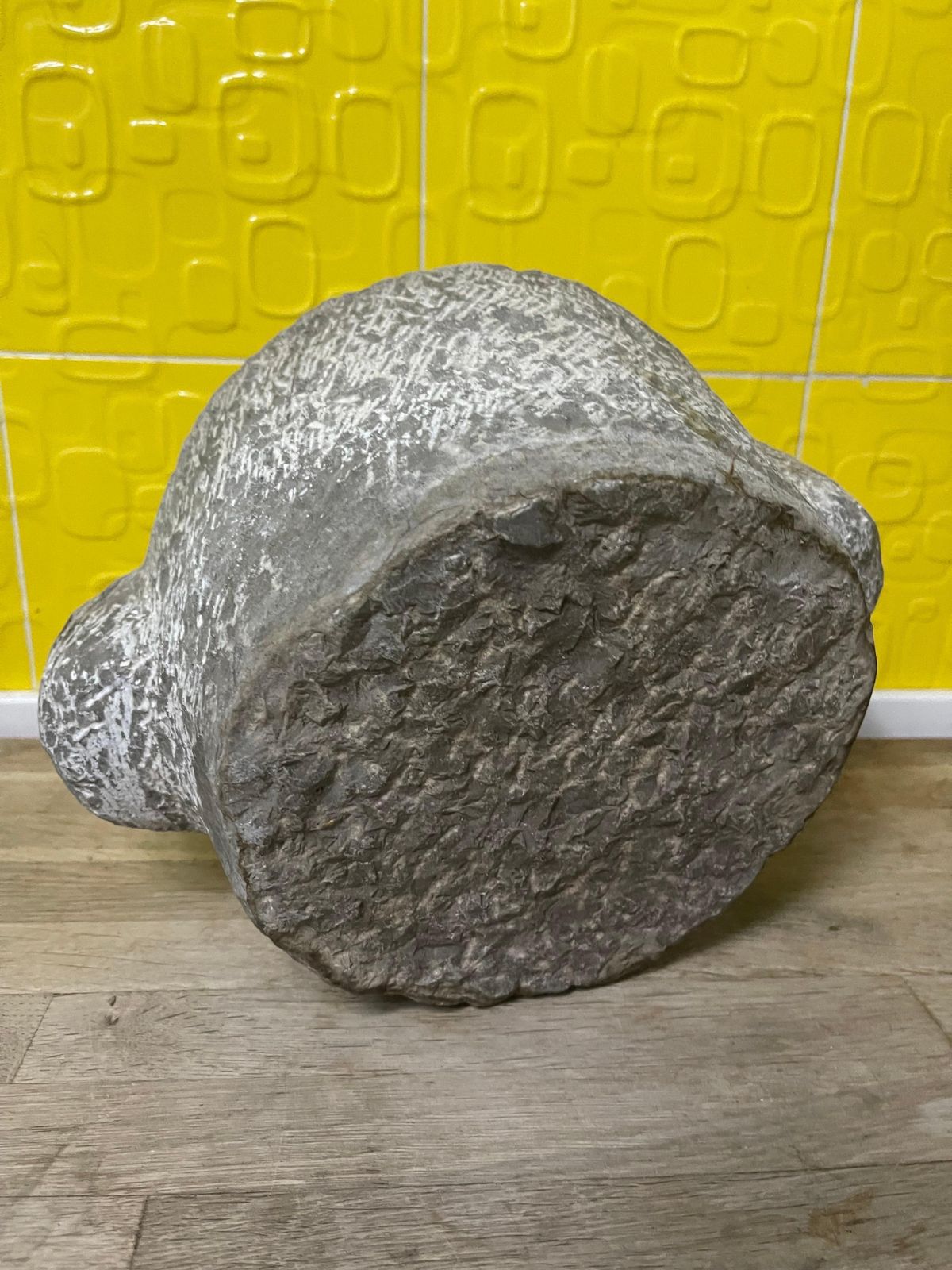 Round Hand Carved Italian Gray Marble Pesto Mortar From The 19th Century photo furniture
