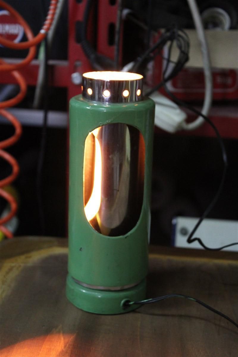 Mid Century Italian Eclisse 1950s Green And Steel Table Lamp photo for sale