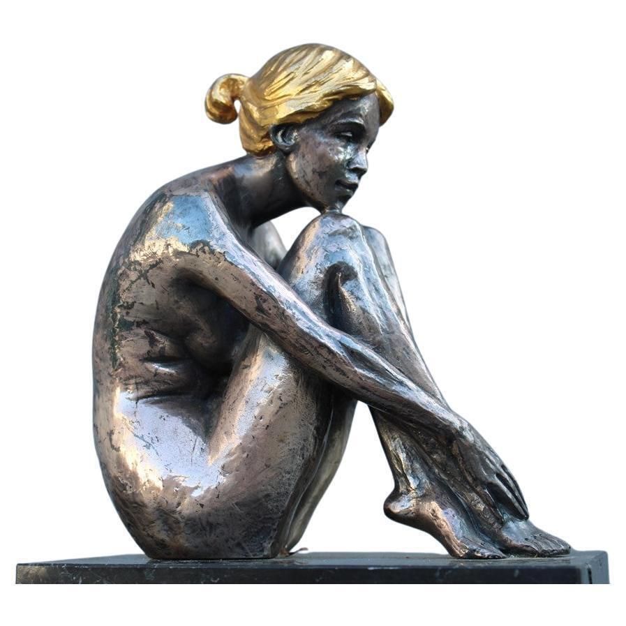 Sculpture Of Womanin Silver Foil And Gold Italy 1970s Guido Mariani