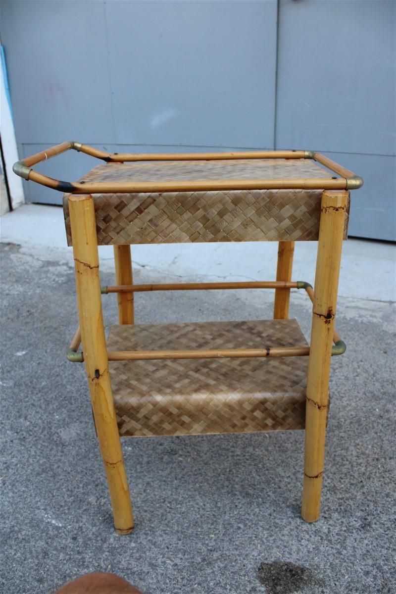 photo for sale Bar Table In Bamboo And Lucite Italian Design 1970s  Brass