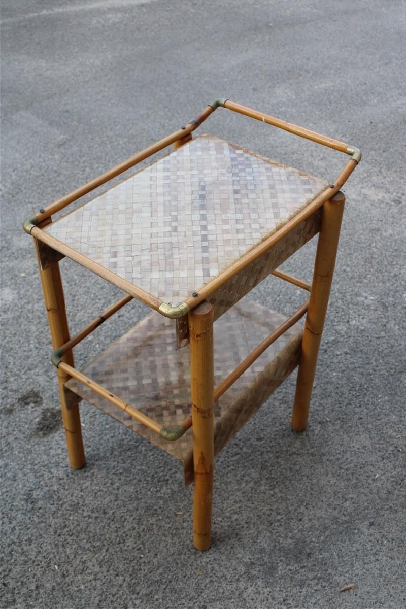 Furniture Bar Table In Bamboo And Lucite Italian Design 1970s  Brass photo