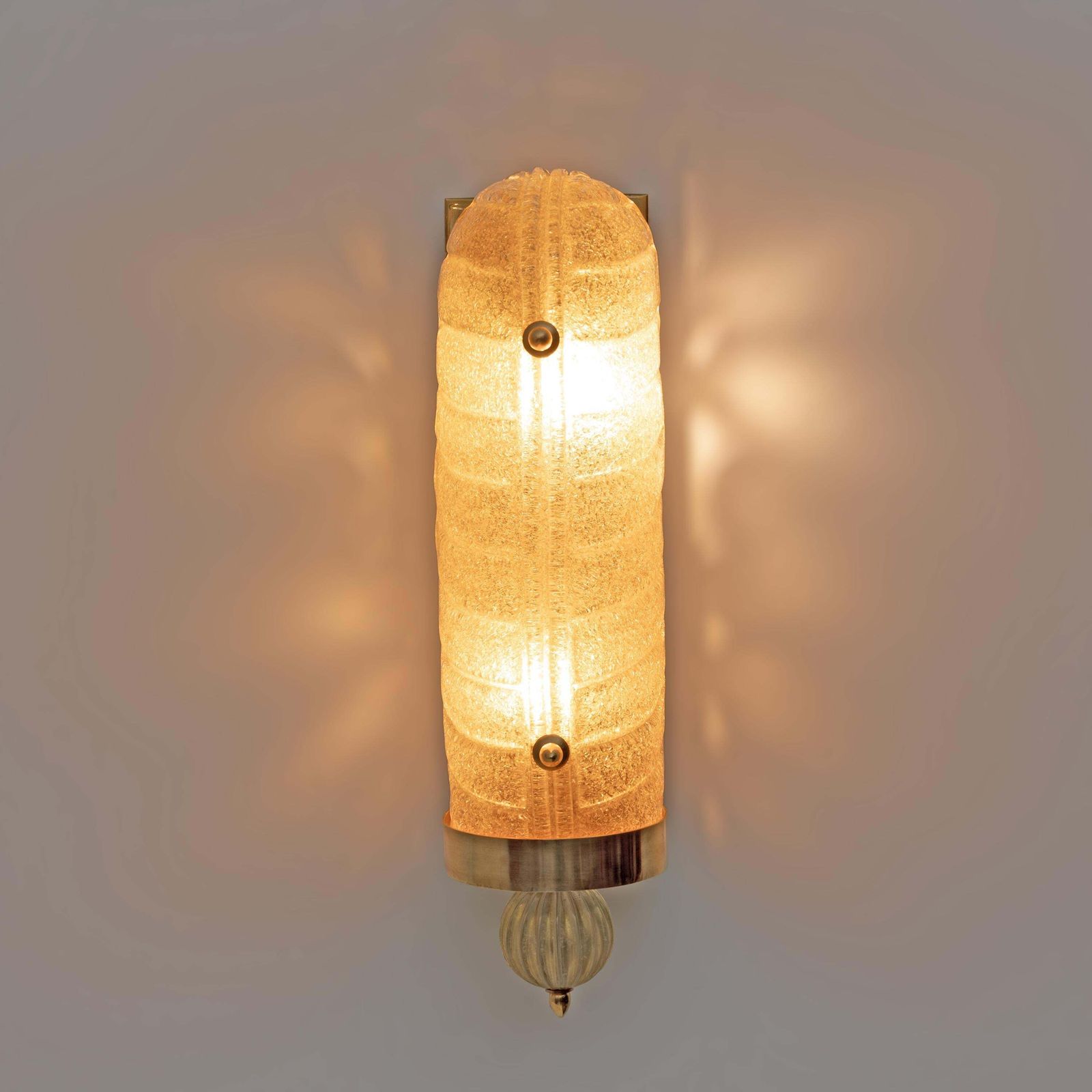 Pair Of Barovier & Toso Art Deco Style Brass And Murano Glass Sconces photo 3293.0