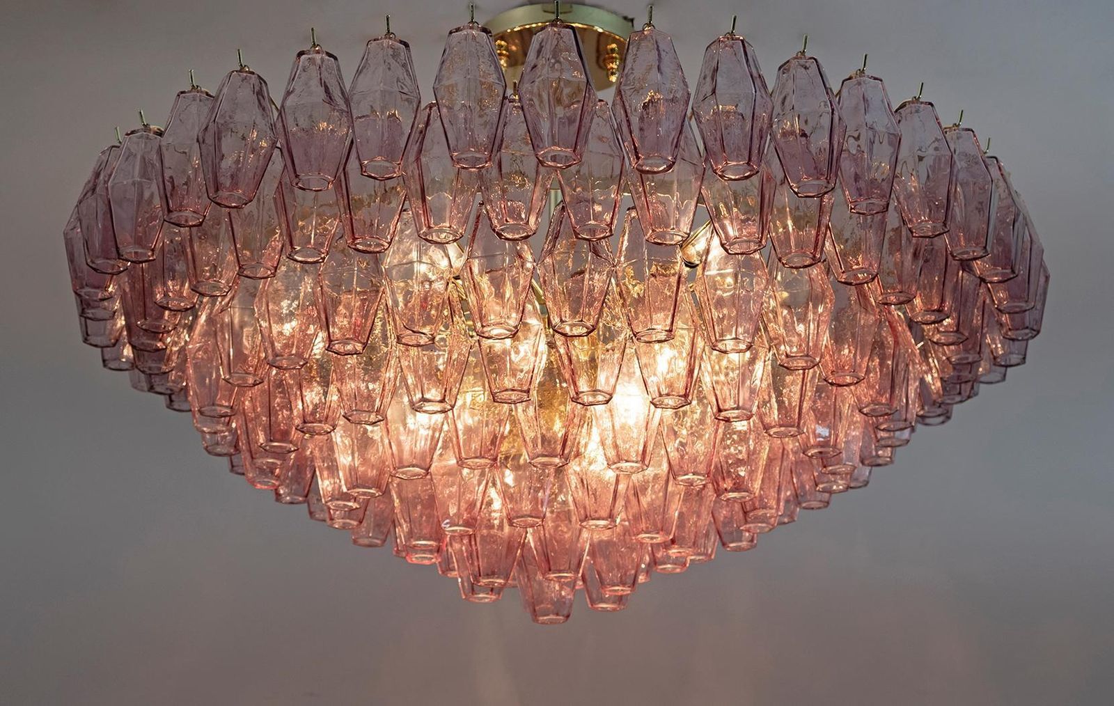 Carlo Scarpa Style Mid Century Modern Murano Glass Poliedri Chandelier By Venini photo vinterior