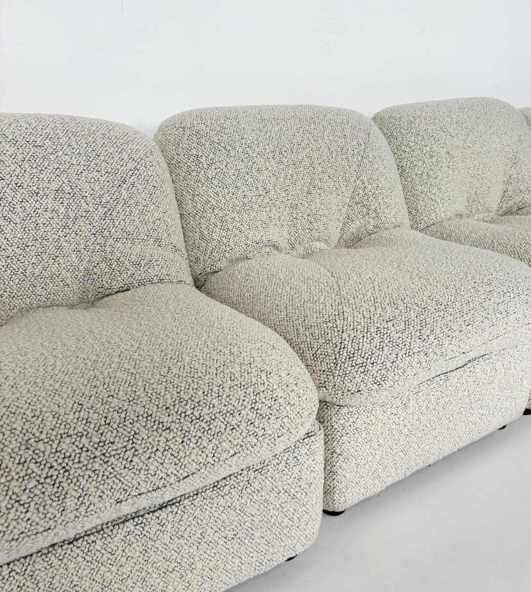 Contemporary Set Of 5 Armchairs, Boucle Fabric, Italy photo Furniture