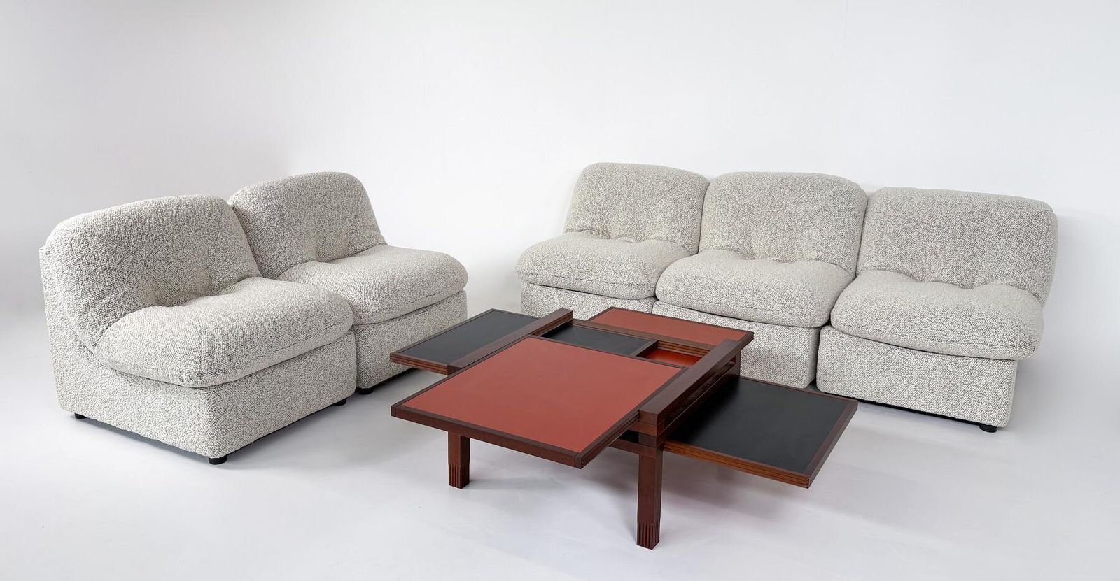 Contemporary Set Of 5 Armchairs, Boucle Fabric, Italy photo 7019.0