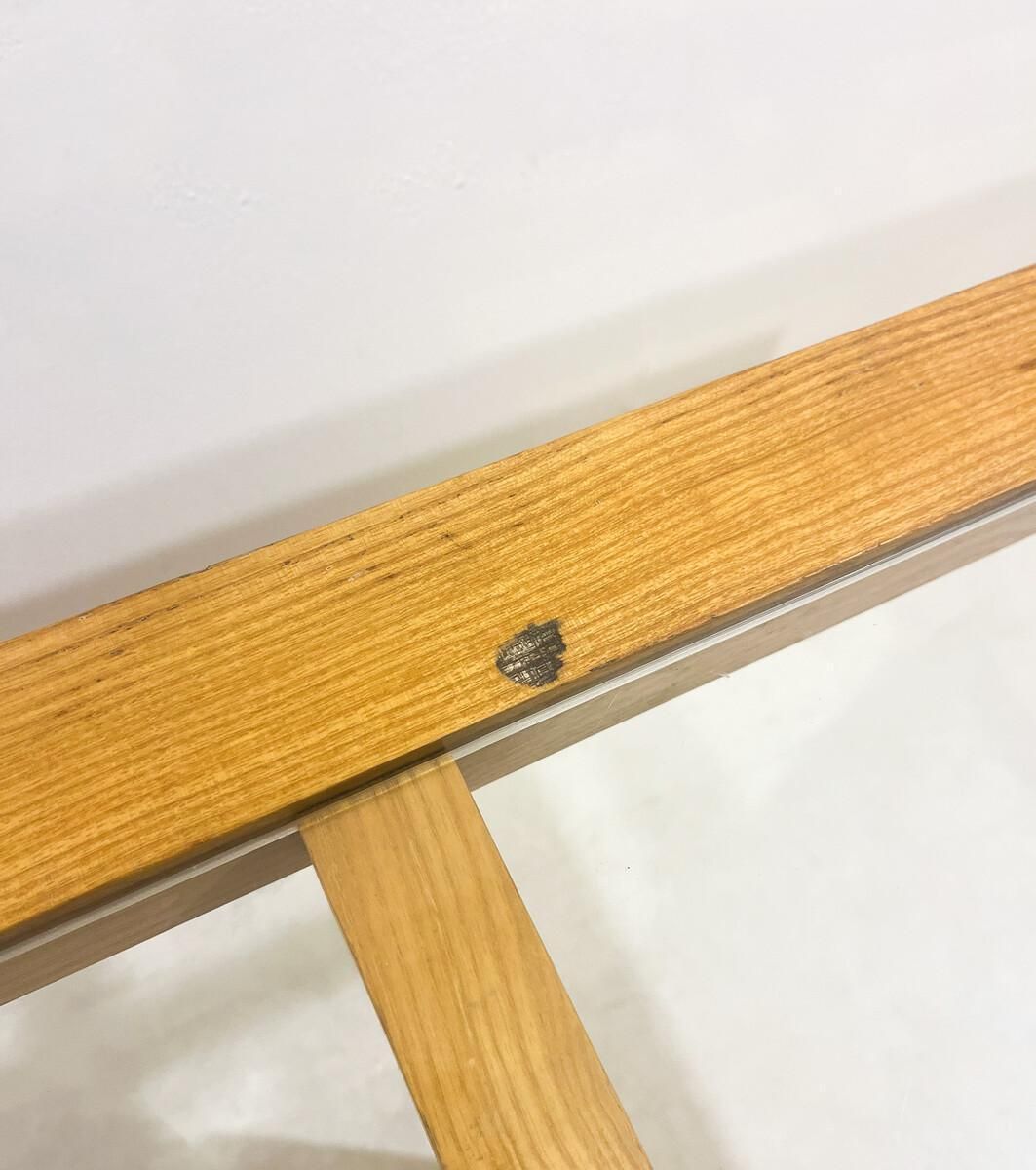 Mid Century Dining Table, Wood With Glass Top, Italy, 1970s photo vintage
