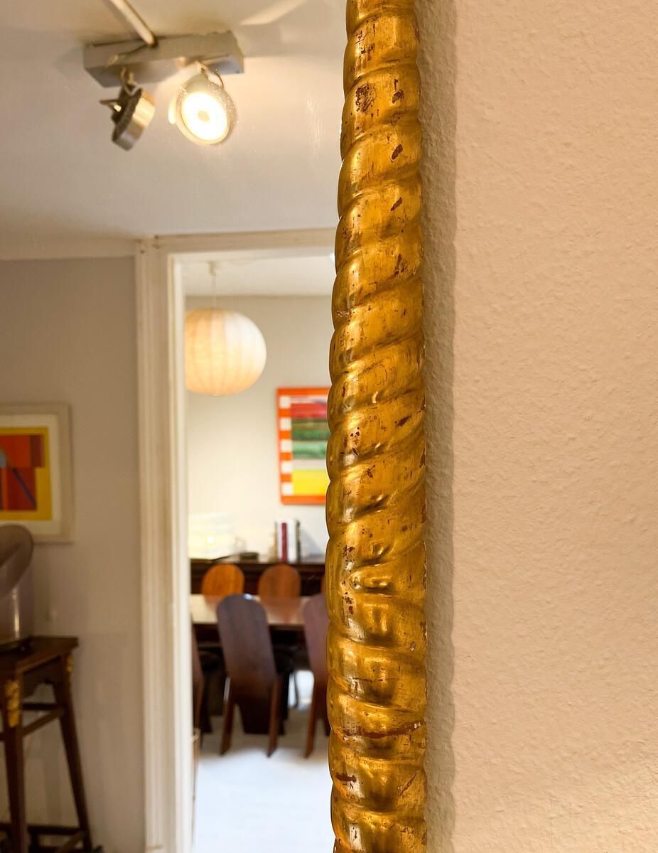 Mid Century Twisted Gilded Wood Mirror Attribued To Osvaldo Borsani, 1950s photo vinterior