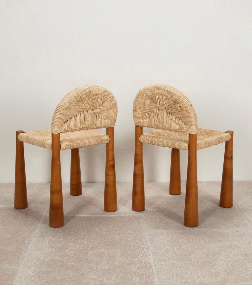 Mid Century Set Of 6 Italian Dining Chairs By Alessandro Becchi, 1970s photo for sale
