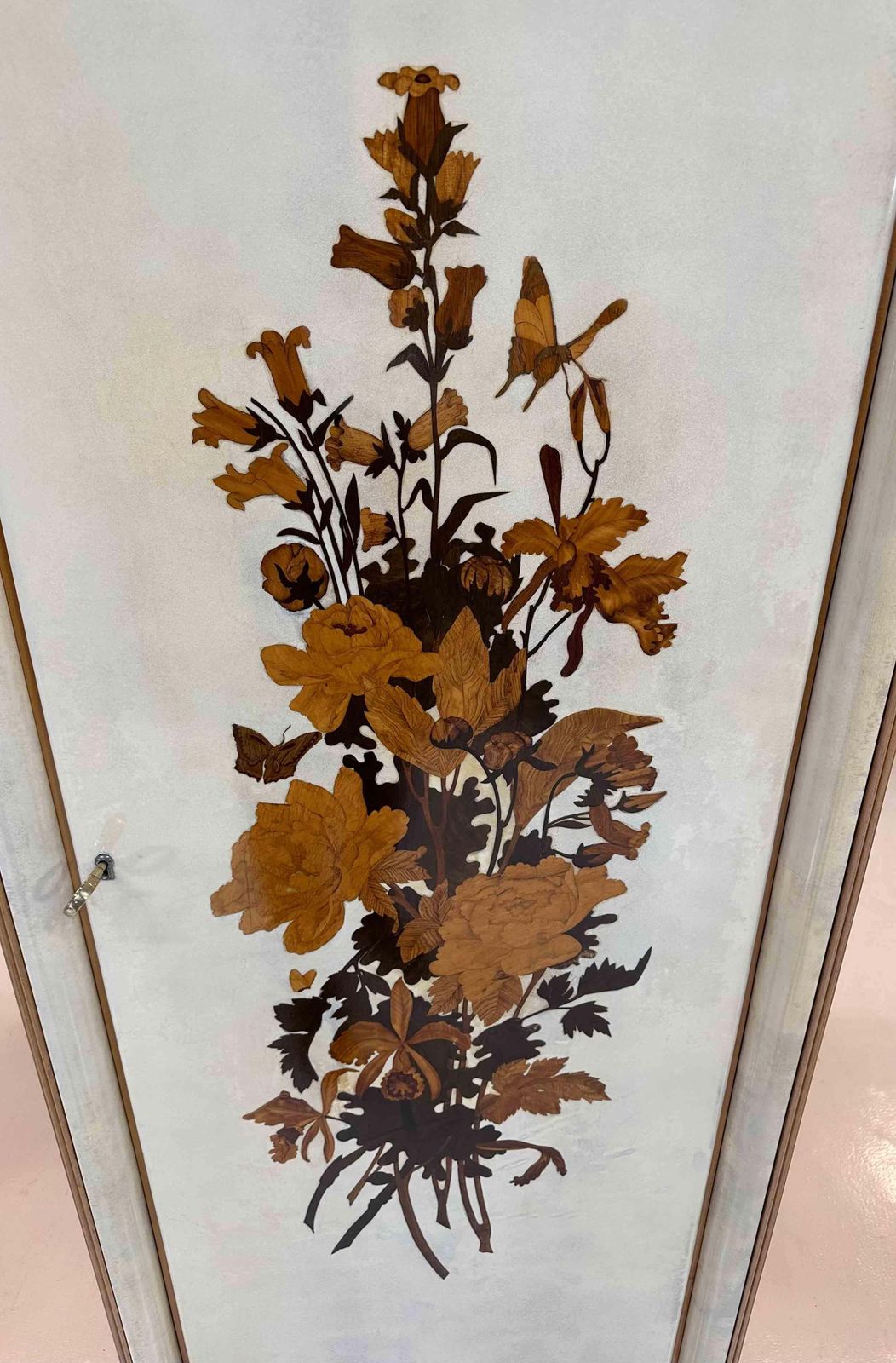 Italian Art Deco Armoire In Parchment With Inlays Signed By Anzani, 1950s photo for sale
