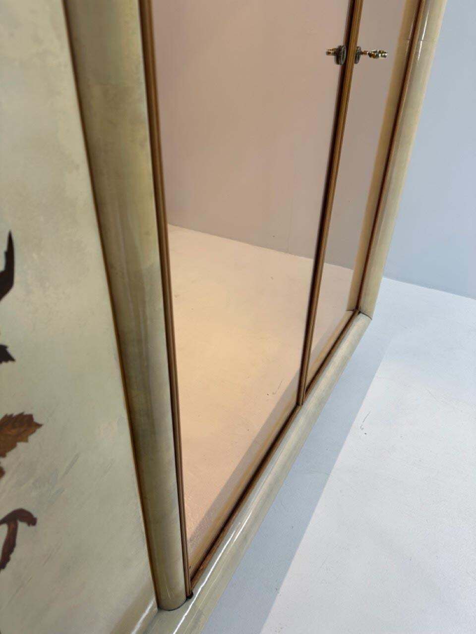 Italian Art Deco Armoire In Parchment With Inlays Signed By Anzani, 1950s photo buy