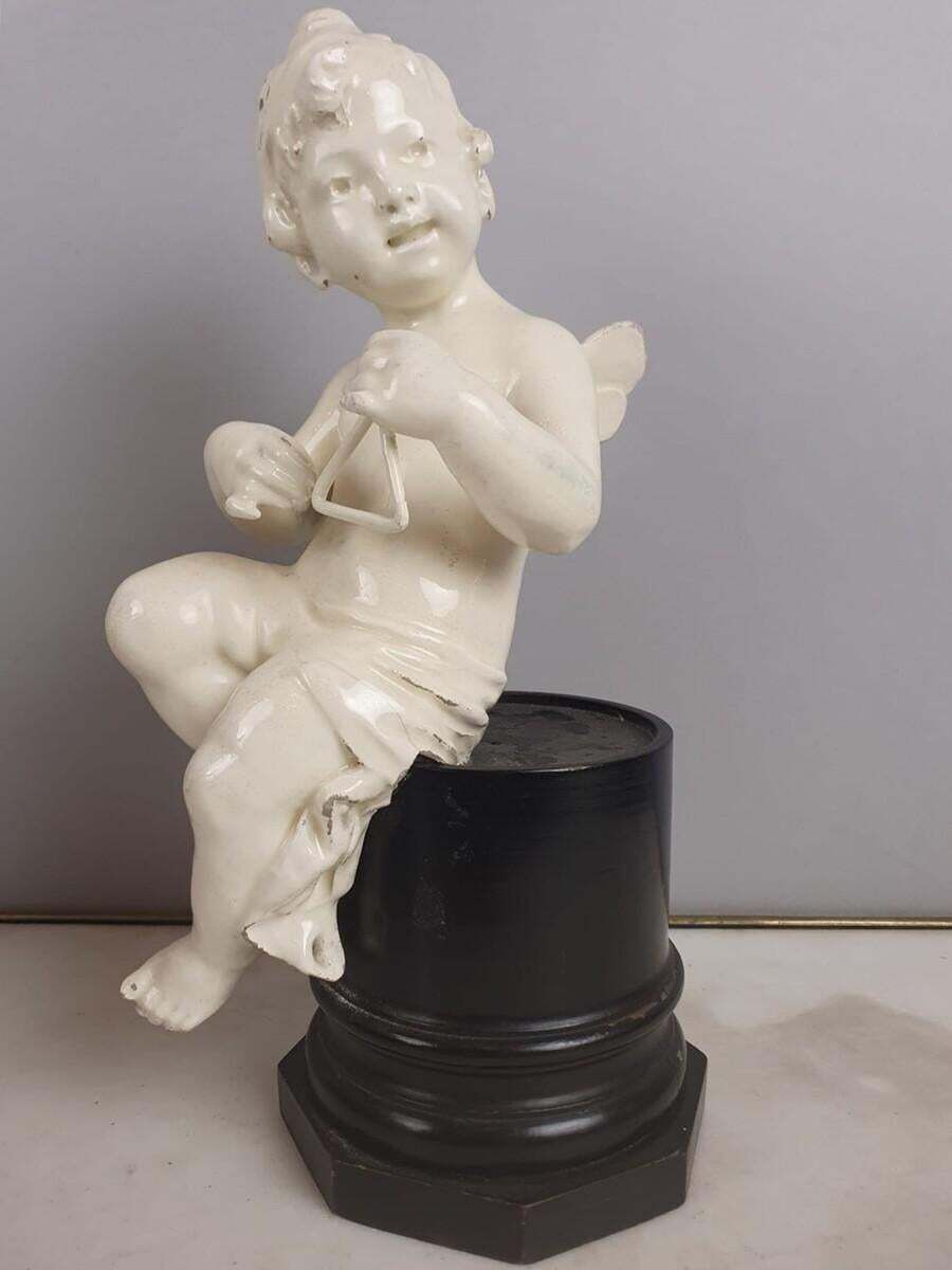 Group Of 5 Earthenware Musician Cherubs, Late 19th, Early 20th. photo vinterior