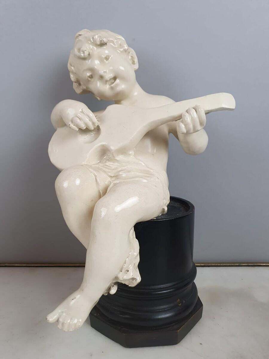 Group Of 5 Earthenware Musician Cherubs, Late 19th, Early 20th. photo buy