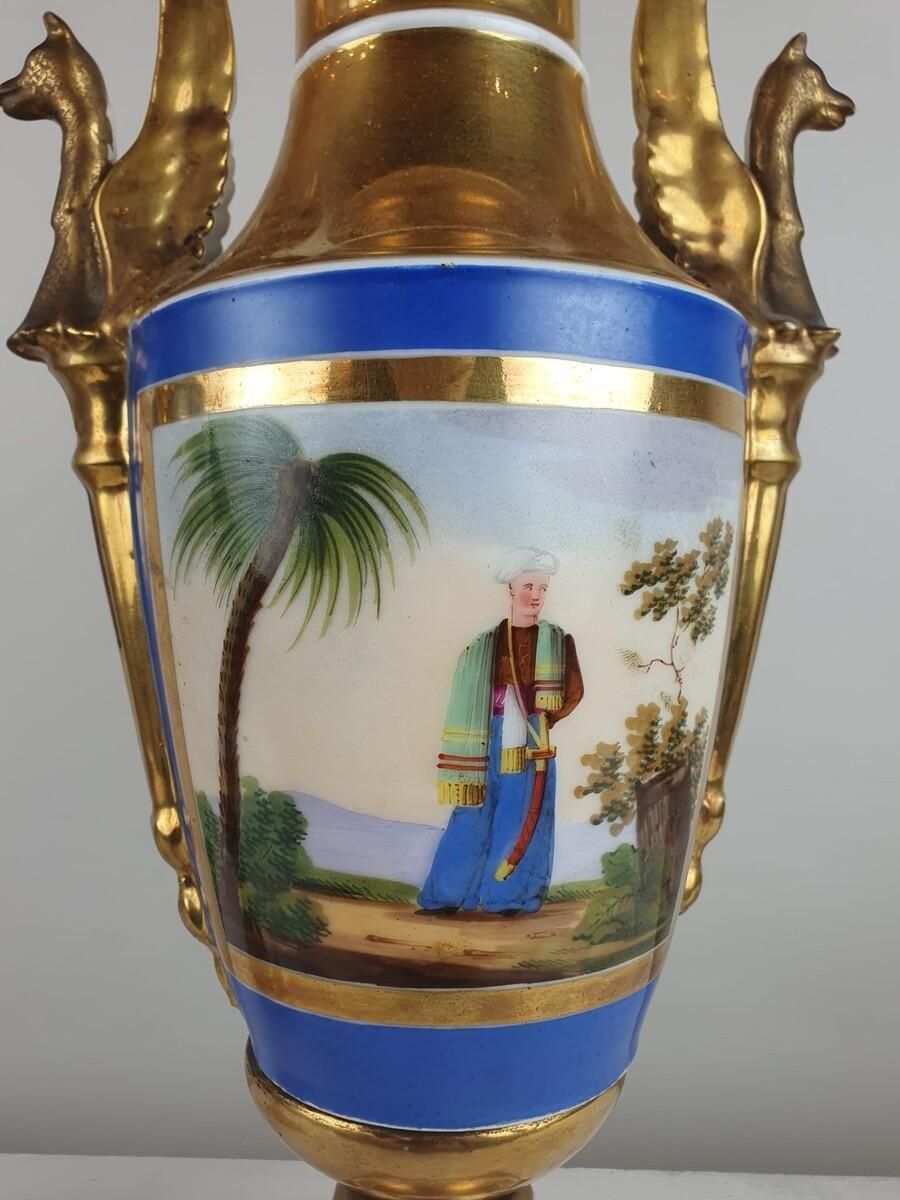 photo furniture Pair Of Empire Vases In Polychrome Porcelain