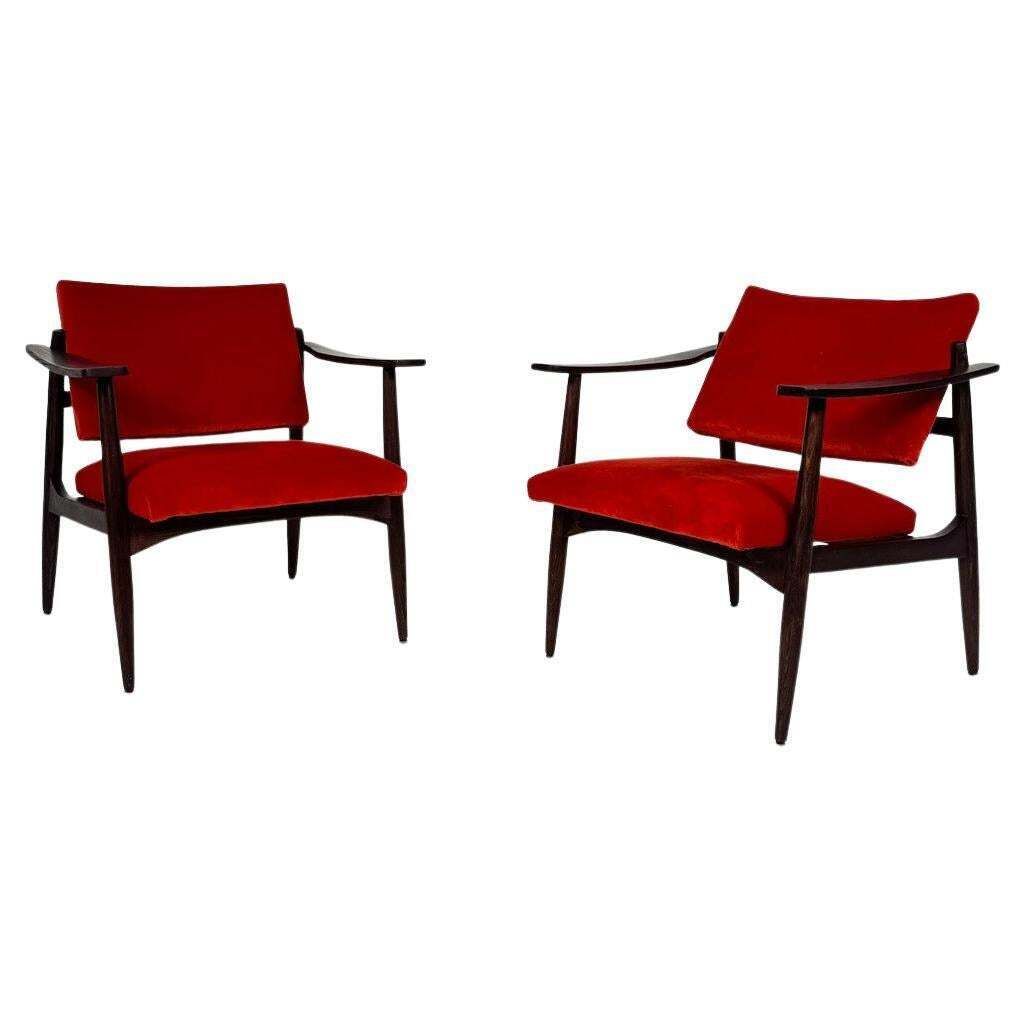 Pair Of Mid Century Armchairs In The Style Of Edmund Homa