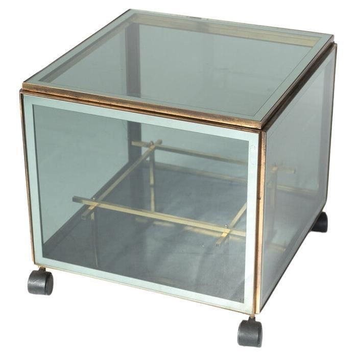 Mid Century Modern Coffee Table/ Bar, Metal And Glass, 1970s