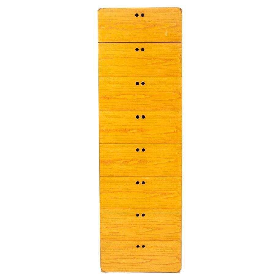 Mid Century Wooden High Chest Of Drawer By Derk Jan De Vries