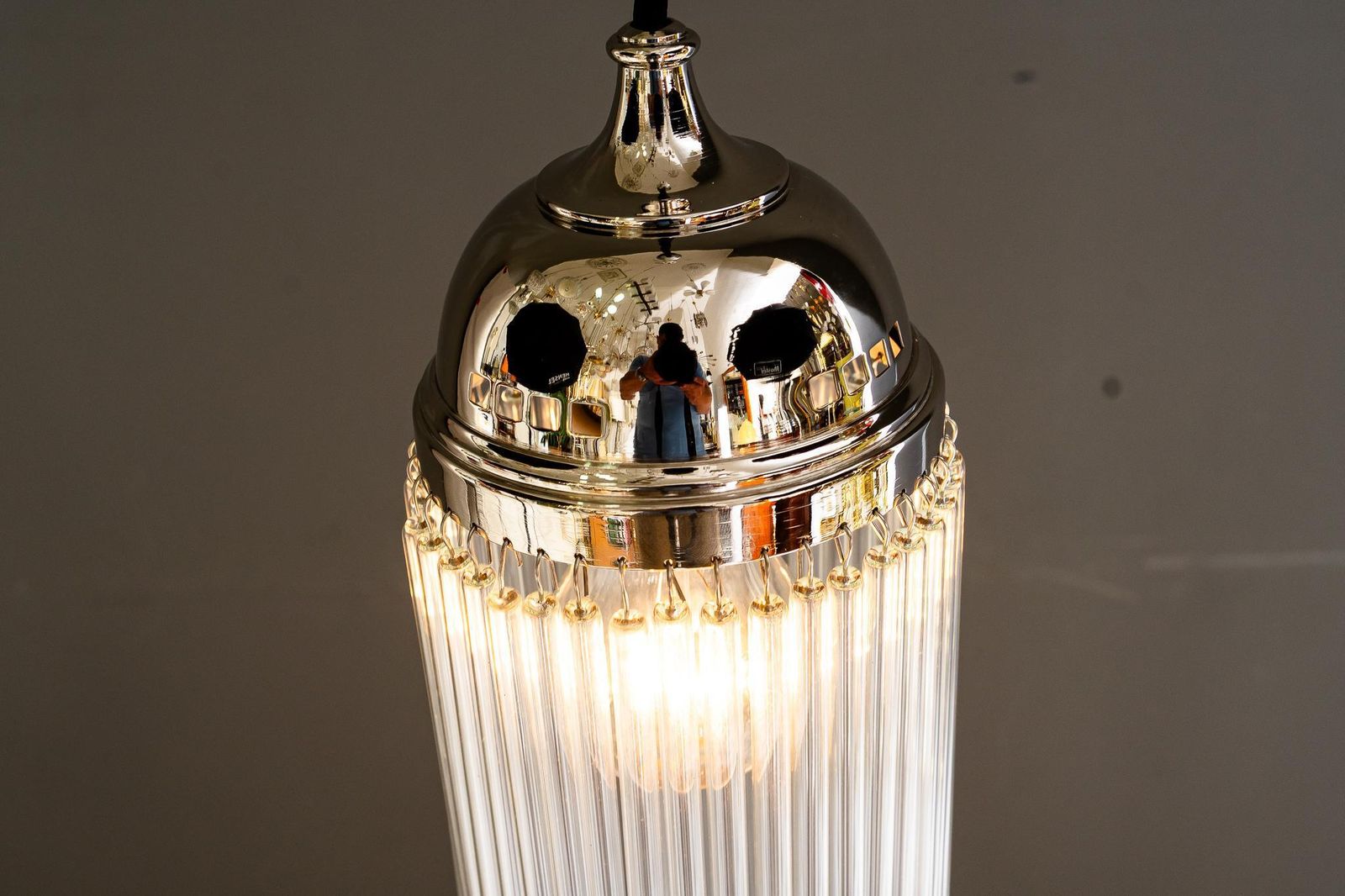 photo for sale 6x Nickel Plated Art Deco Pendants With Glass Sticks Vienna Around 1920s