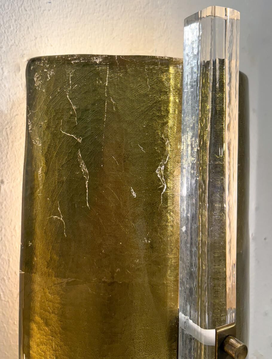 Contemporary Pair Of Gold Wall Lights, Glass, Italy photo furniture