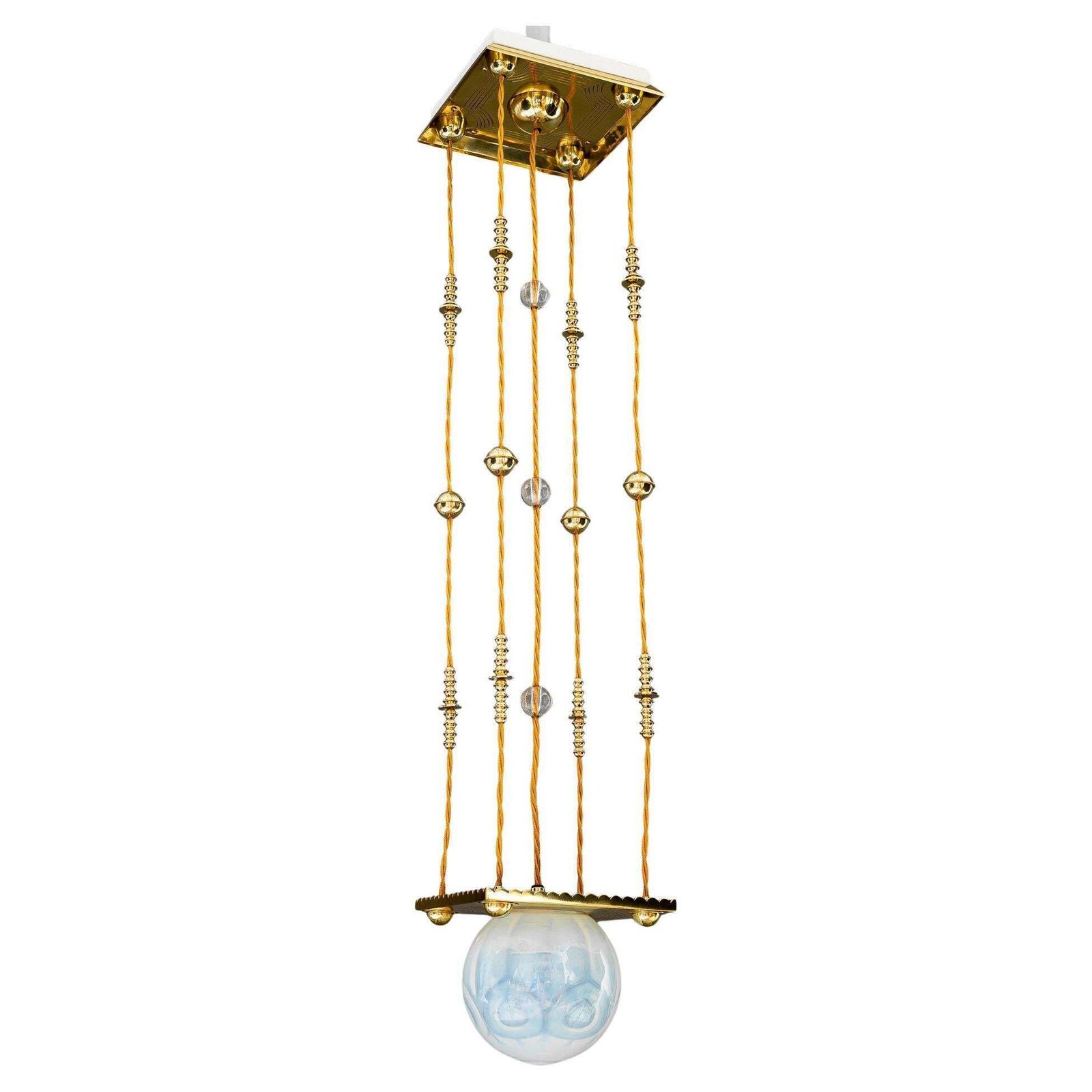 Art Deco Pendant With Opaline Glass Shade Vienna Around 1920s