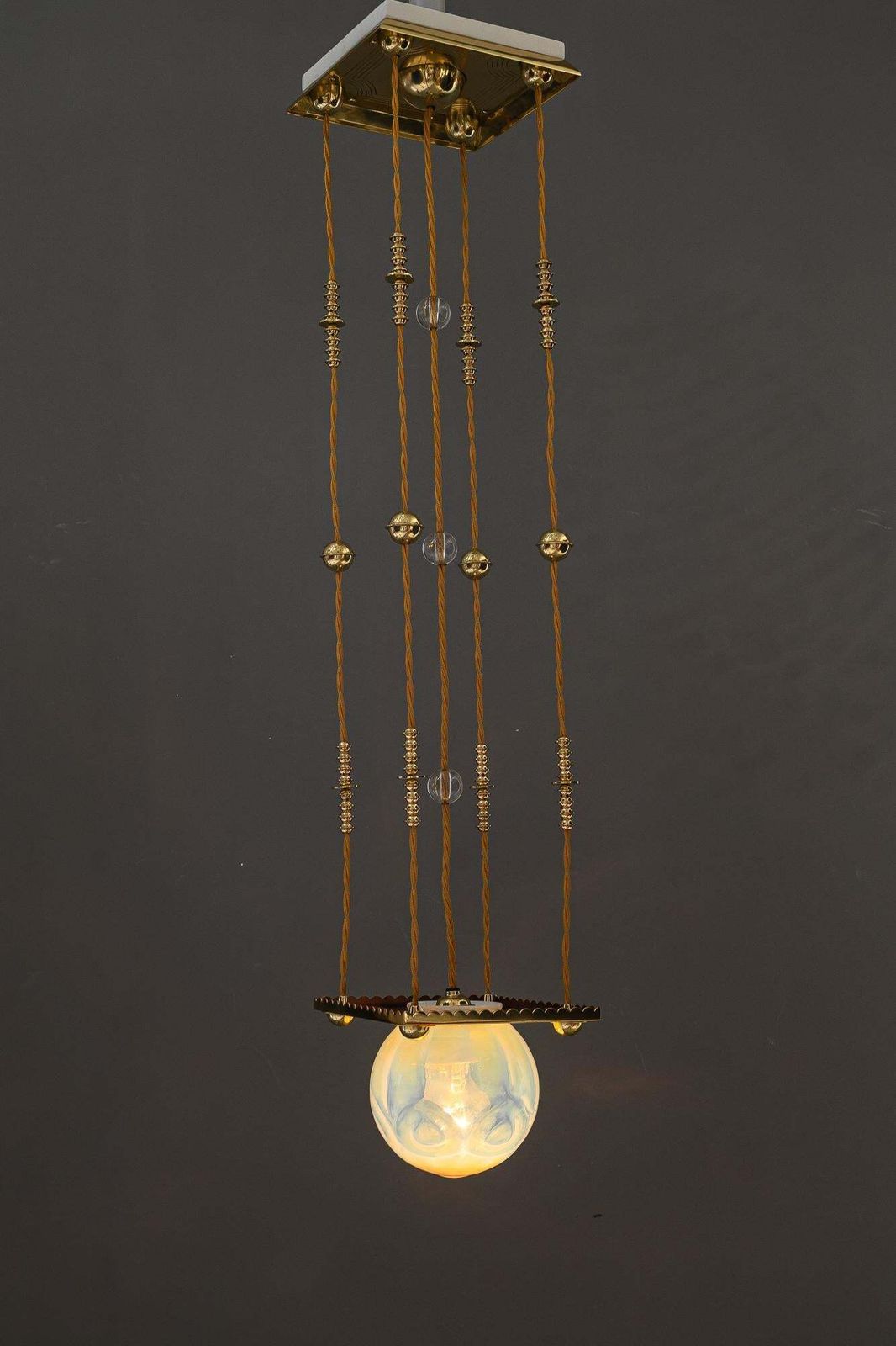 photo for sale Art Deco Pendant With Opaline Glass Shade Vienna Around 1920s