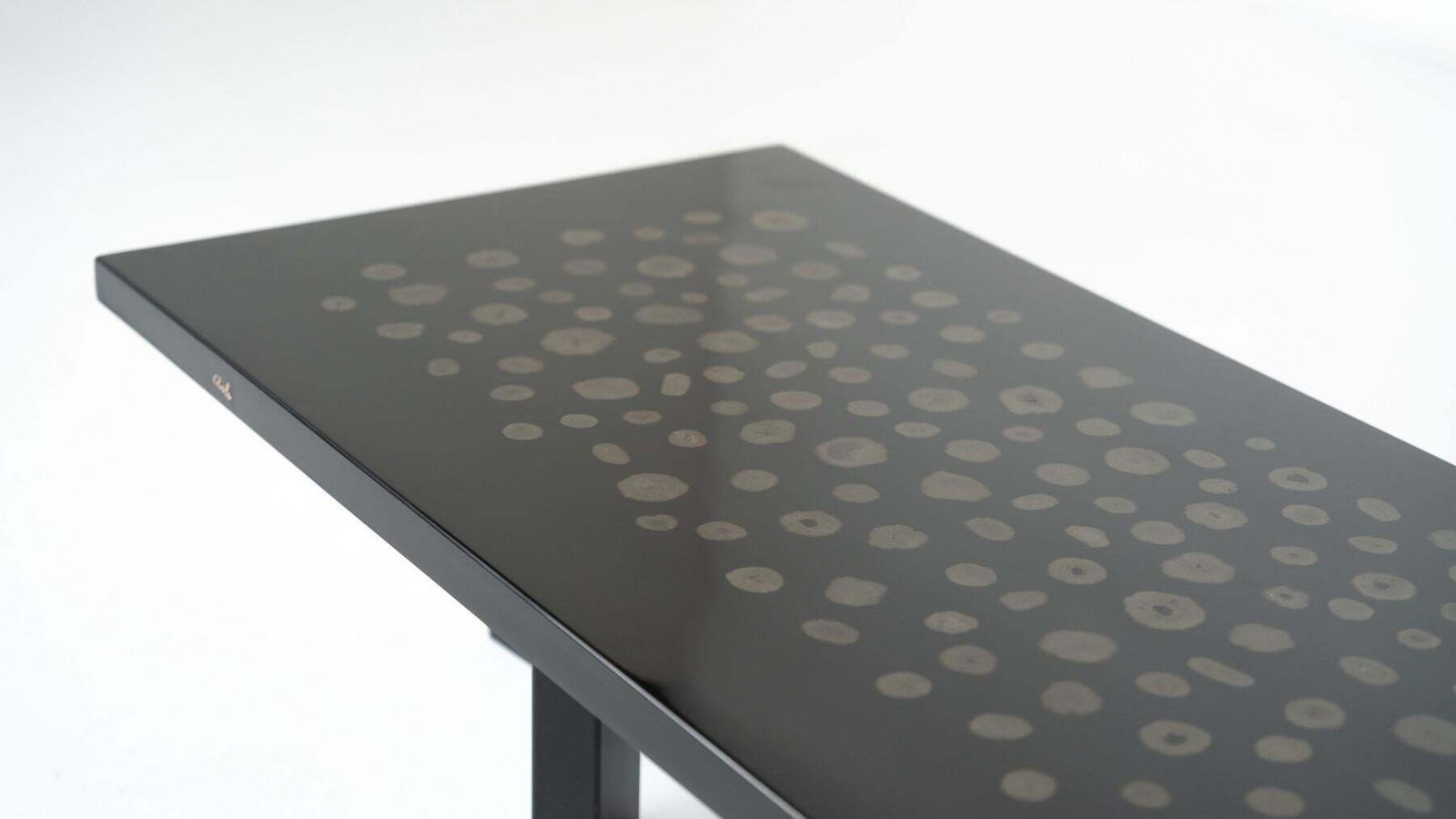 Black Lacquered Resin Table By Ado Chale, Belgium photo vintage
