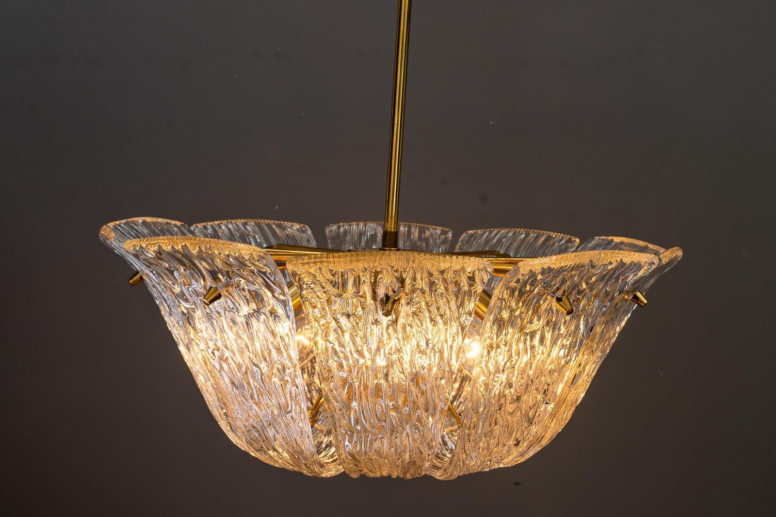 Lighting Textured Glass Chandelier By Kalmar, Vienna Around 1950s photo