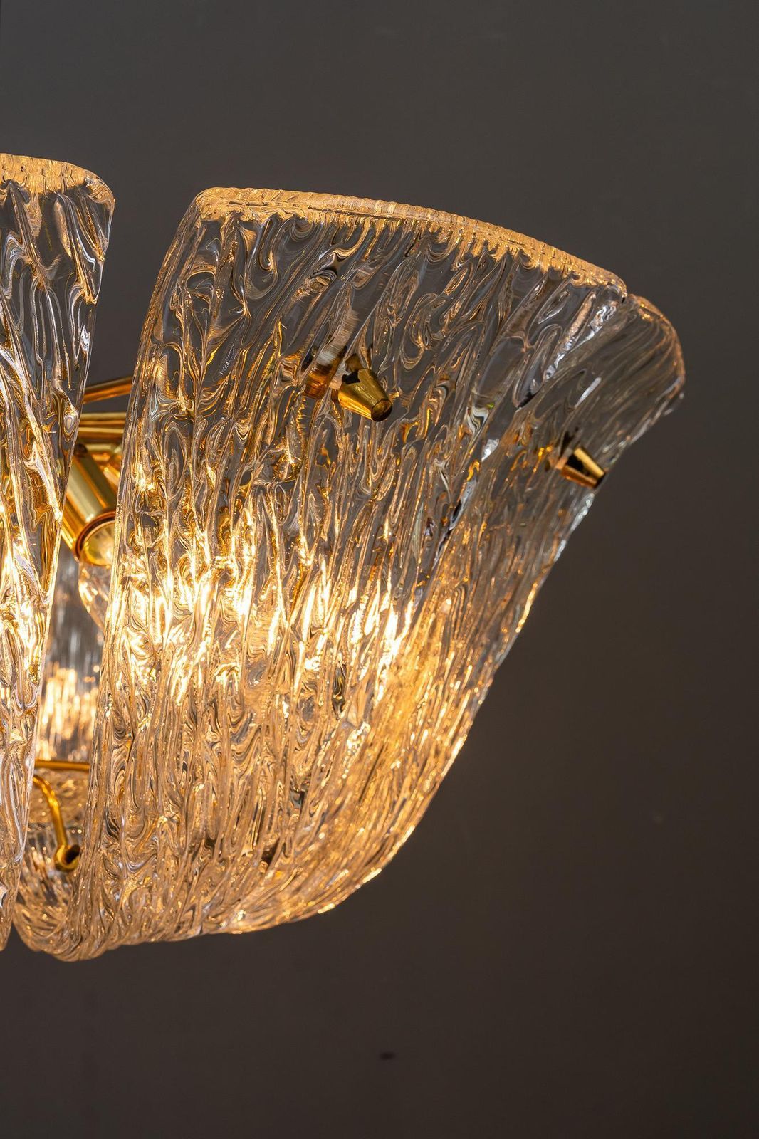 1593.0 Textured Glass Chandelier By Kalmar, Vienna Around 1950s photo