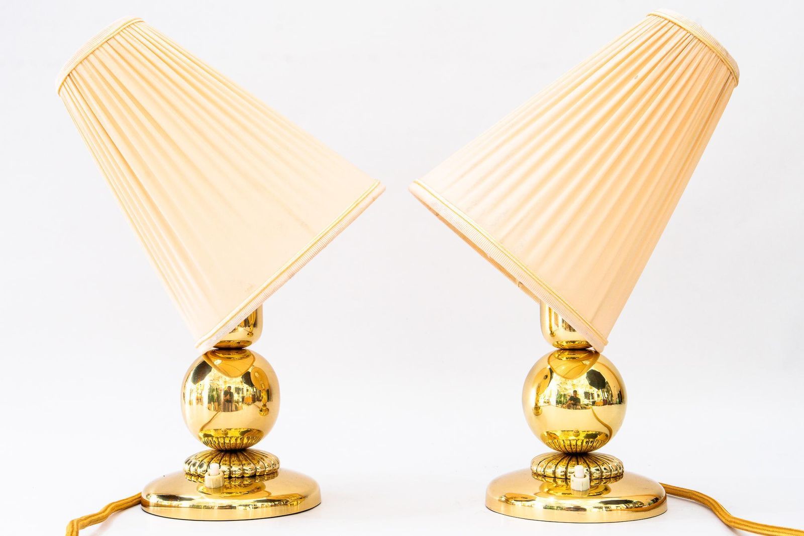 2 Rupert Nikoll Table Lamps With Fabric Shades Vienna Around 1950s photo vintage