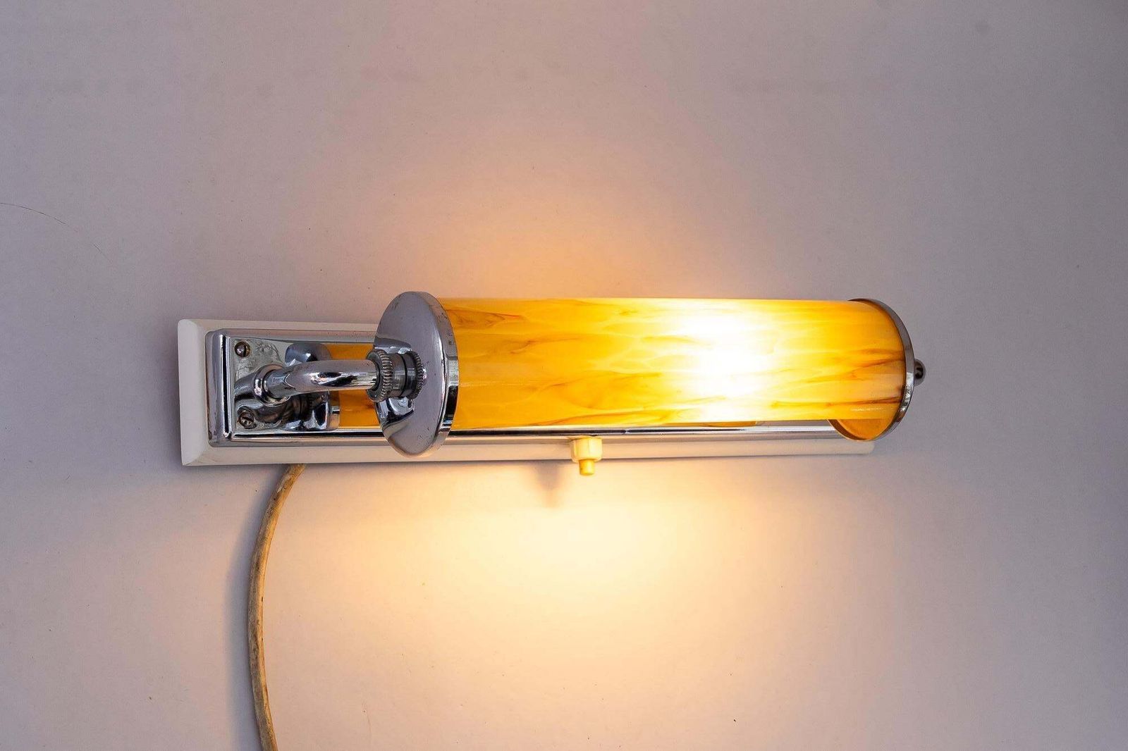 photo furniture Art Deco Wall Lamp With Swiveling Glass And Woodplate Around 1920s