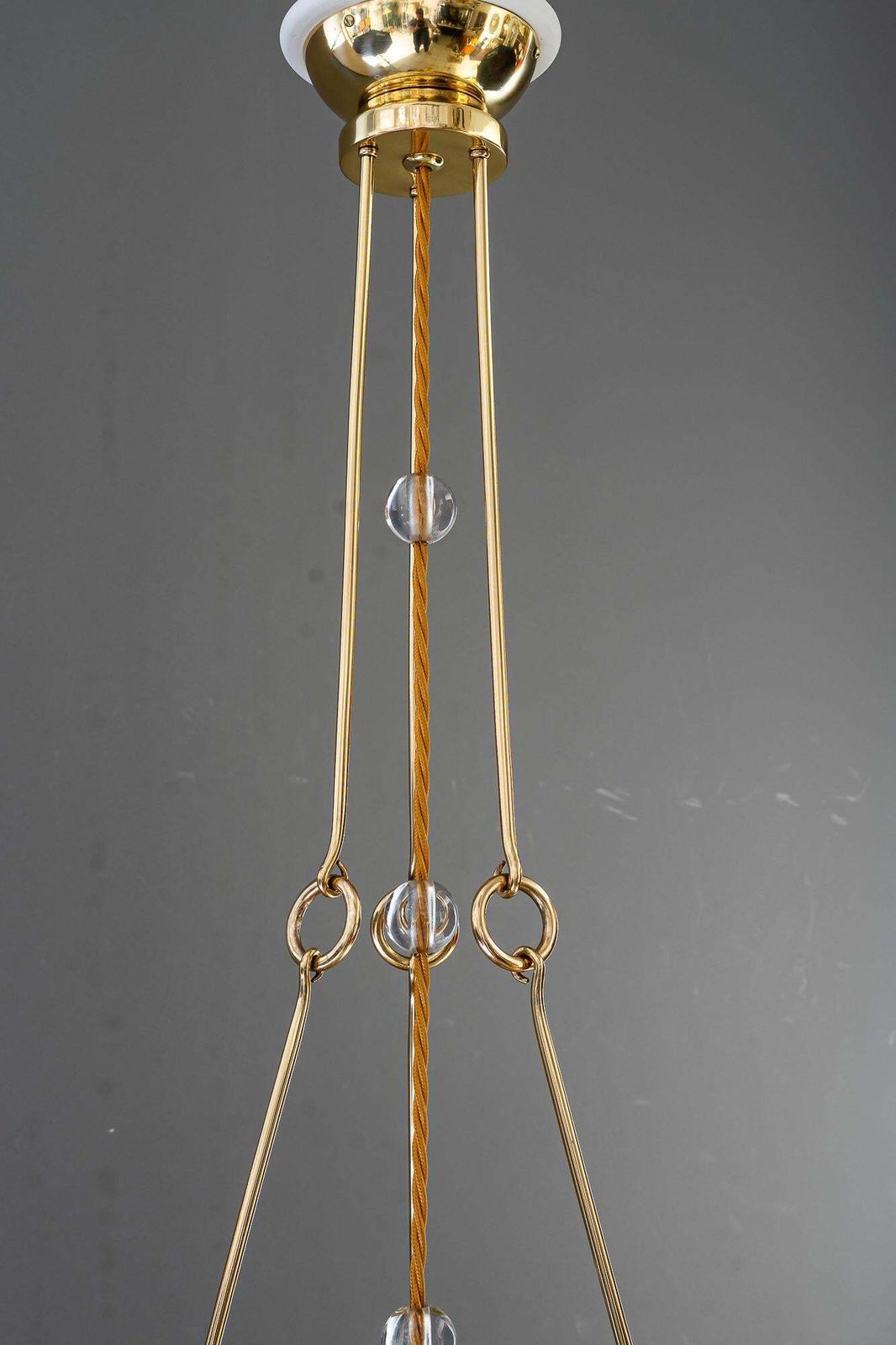 Jugendstil Pendant With Palme Koenig Opaline Glass Shade Vienna Around 1908 photo Lighting