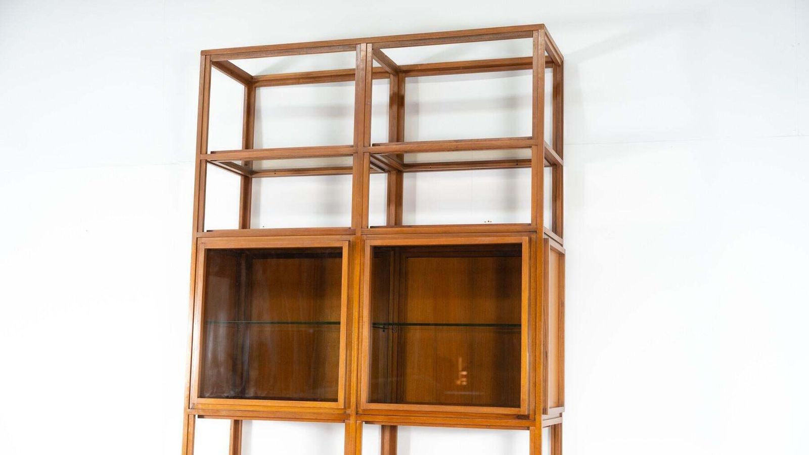 4991.0 Mid Century Modern Shelves, Wood And Glass photo