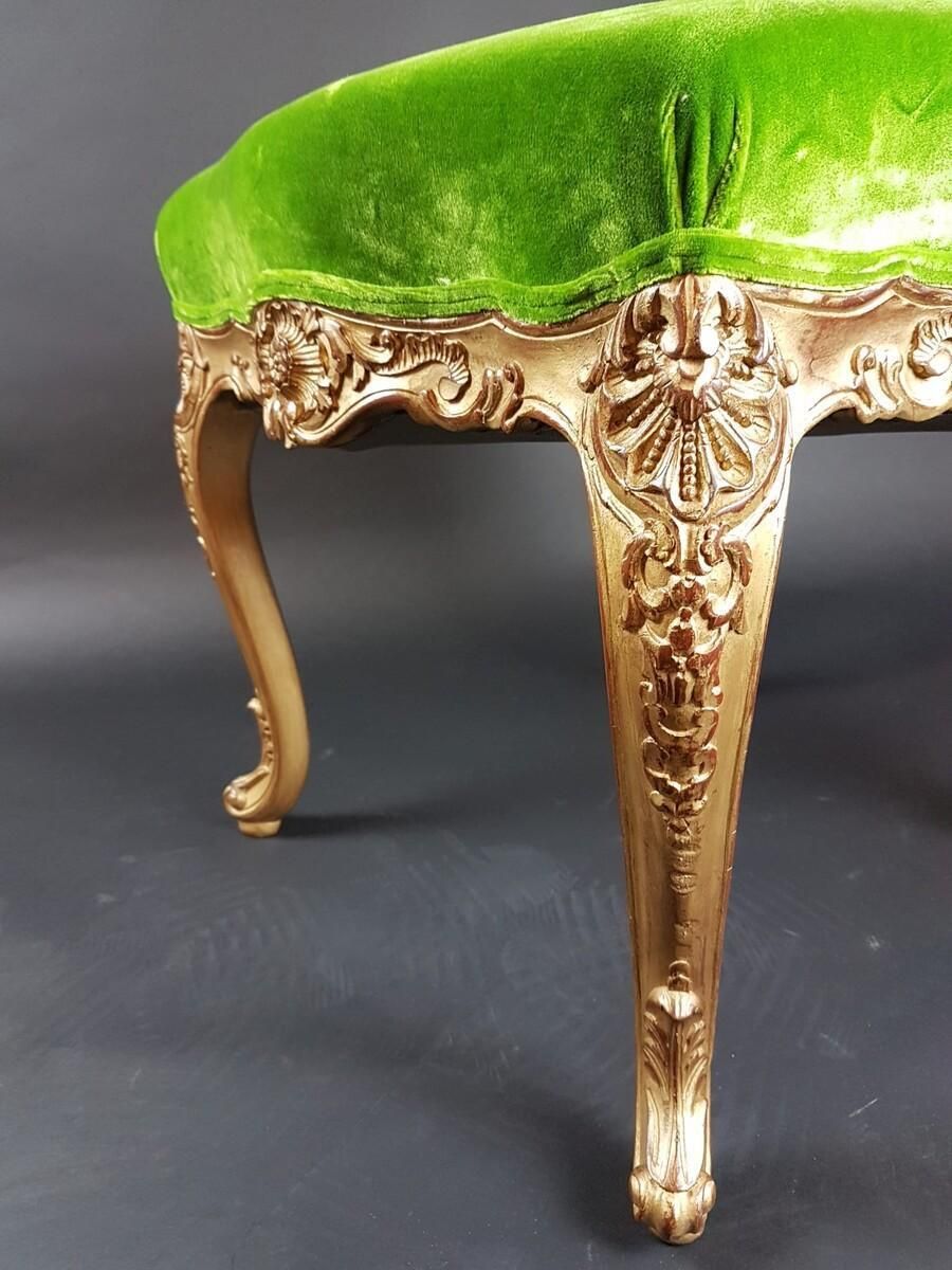 Pair Of Louis XV Style Stools In Gilded Wood, Early 20th photo vintage