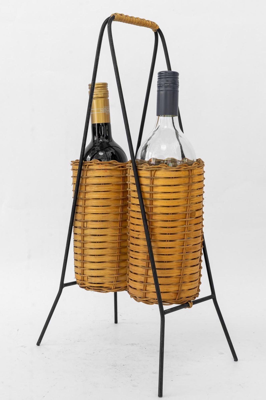 Bottle Holder For 2 Bottles Made Of Iron And Wicker Vienna Around 1970s photo Furniture
