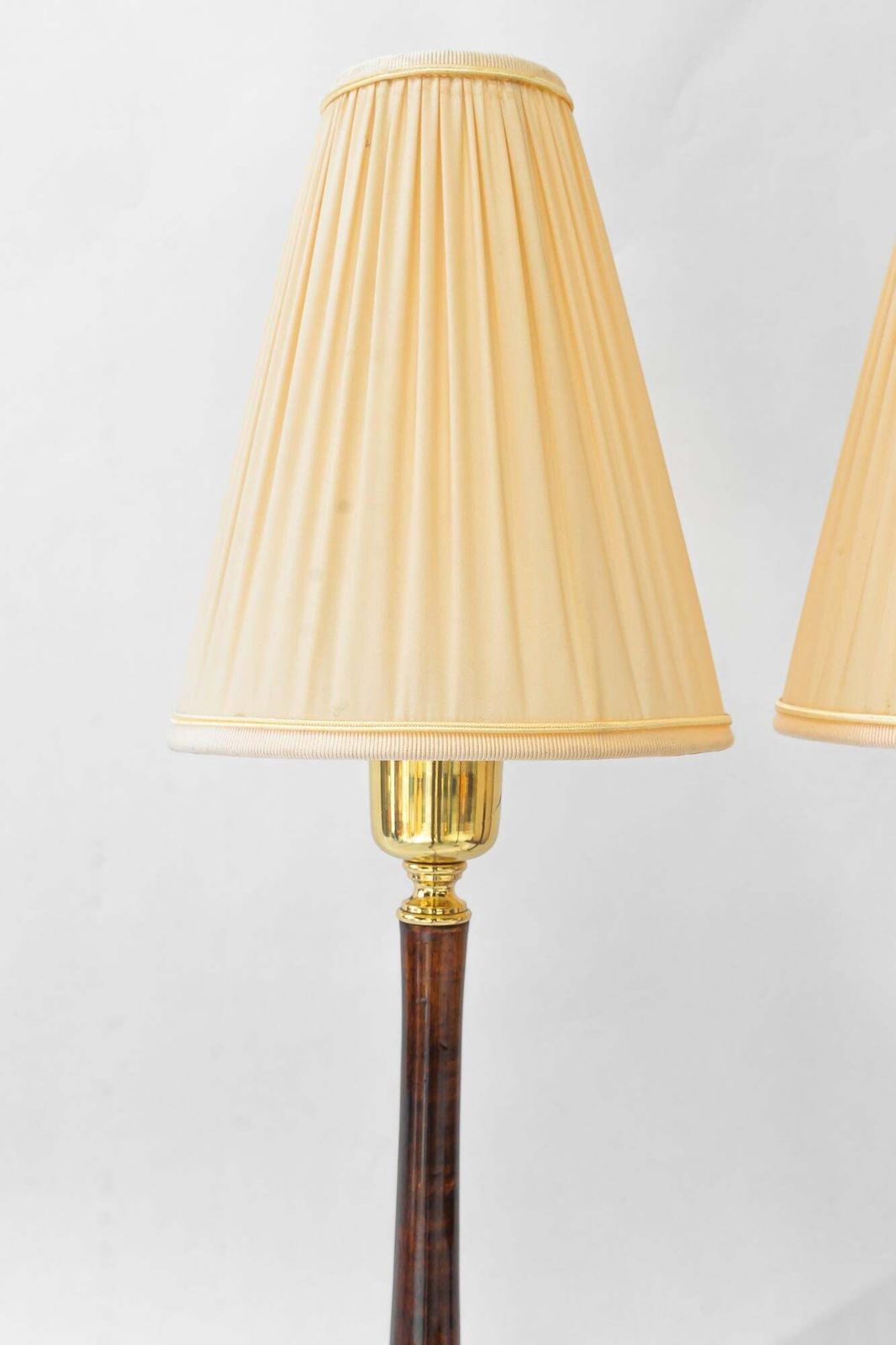 2 Rupert Nikoll Table Lamps With Wood And Fabric Shade Vienna Around 1950s photo for sale