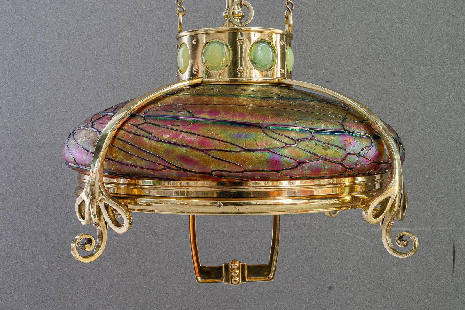 Adjustable Chandelier With Palme Koenig Glass Shade Vienna Around 1908s photo furniture