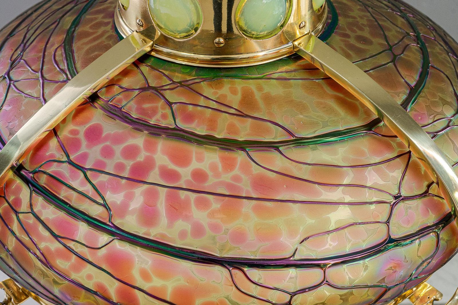 Adjustable Chandelier With Palme Koenig Glass Shade Vienna Around 1908s photo vinterior