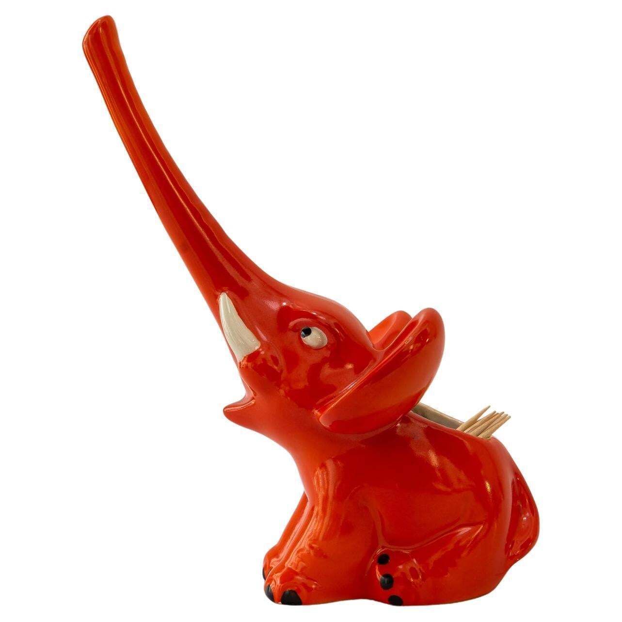 Goebel Porcelain Toothstick Holder Elephant Ca. 1970s