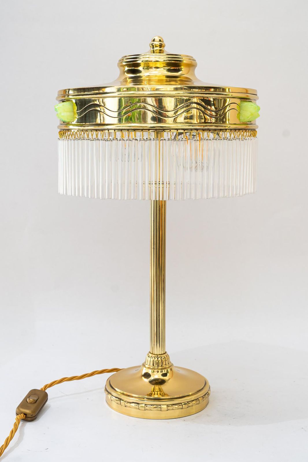 Art Deco Table Lamp With Orig. Opaline Glass Stones Vienna Around 1920s photo furniture