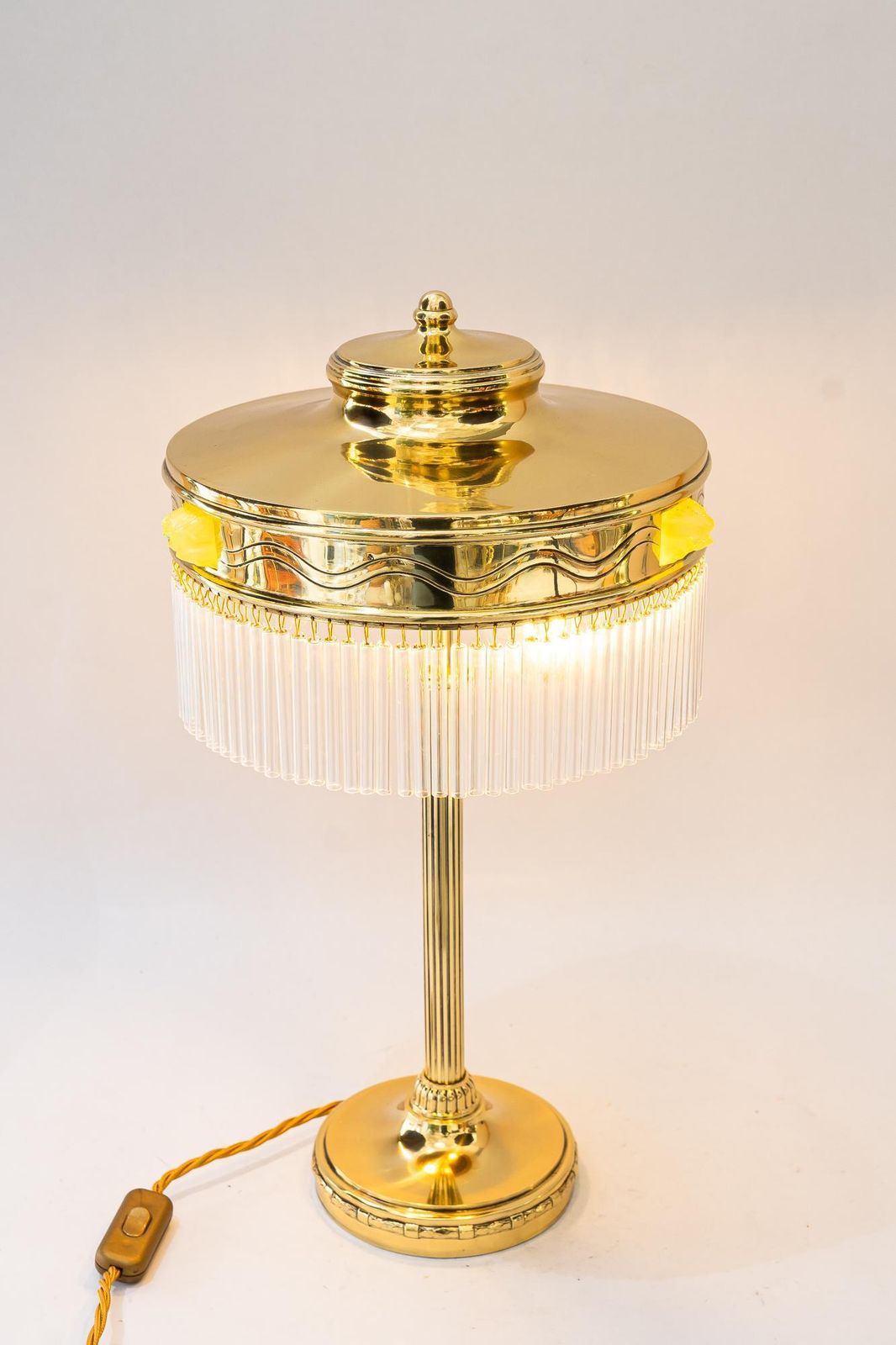photo furniture Art Deco Table Lamp With Orig. Opaline Glass Stones Vienna Around 1920s