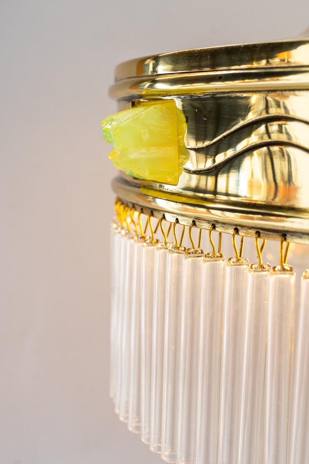 Lighting Art Deco Table Lamp With Orig. Opaline Glass Stones Vienna Around 1920s photo