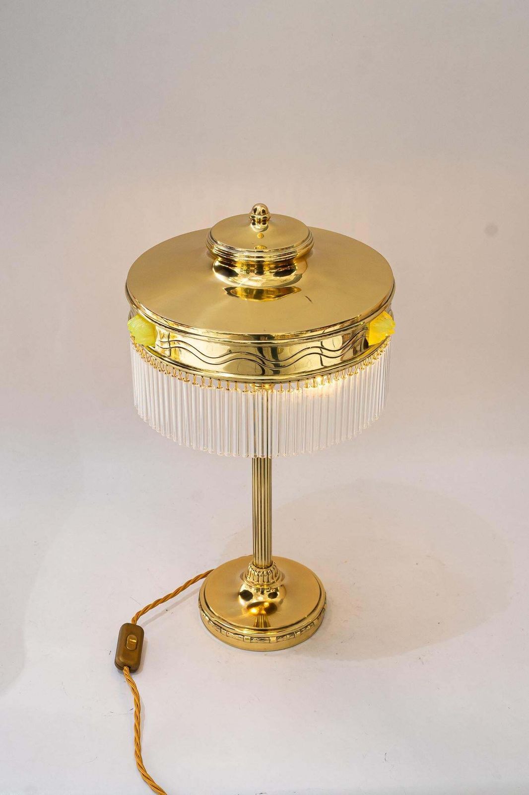 photo vinterior Art Deco Table Lamp With Orig. Opaline Glass Stones Vienna Around 1920s
