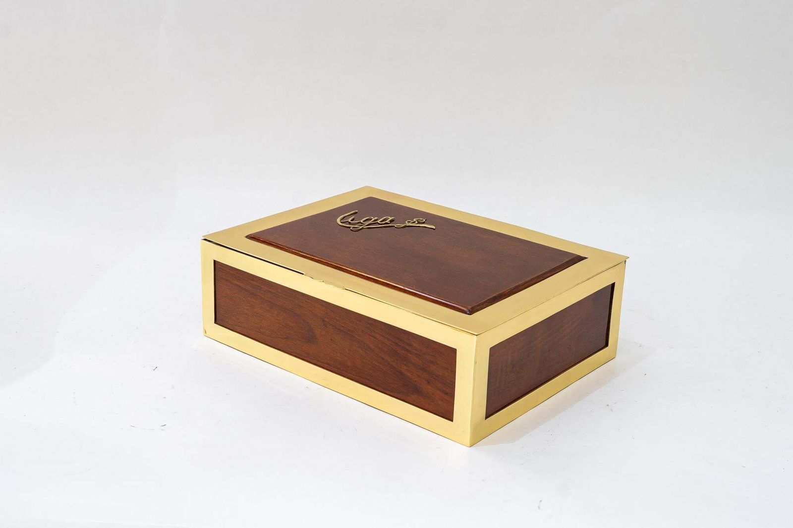 Big Art Deco Jewelry Box Brass And Wood Around 1920s photo furniture