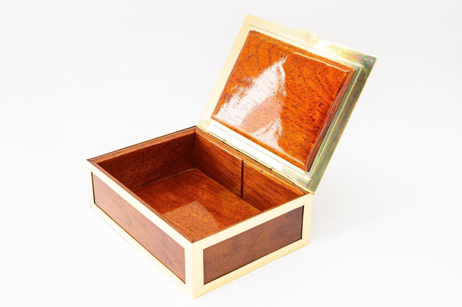 Big Art Deco Jewelry Box Brass And Wood Around 1920s photo vintage