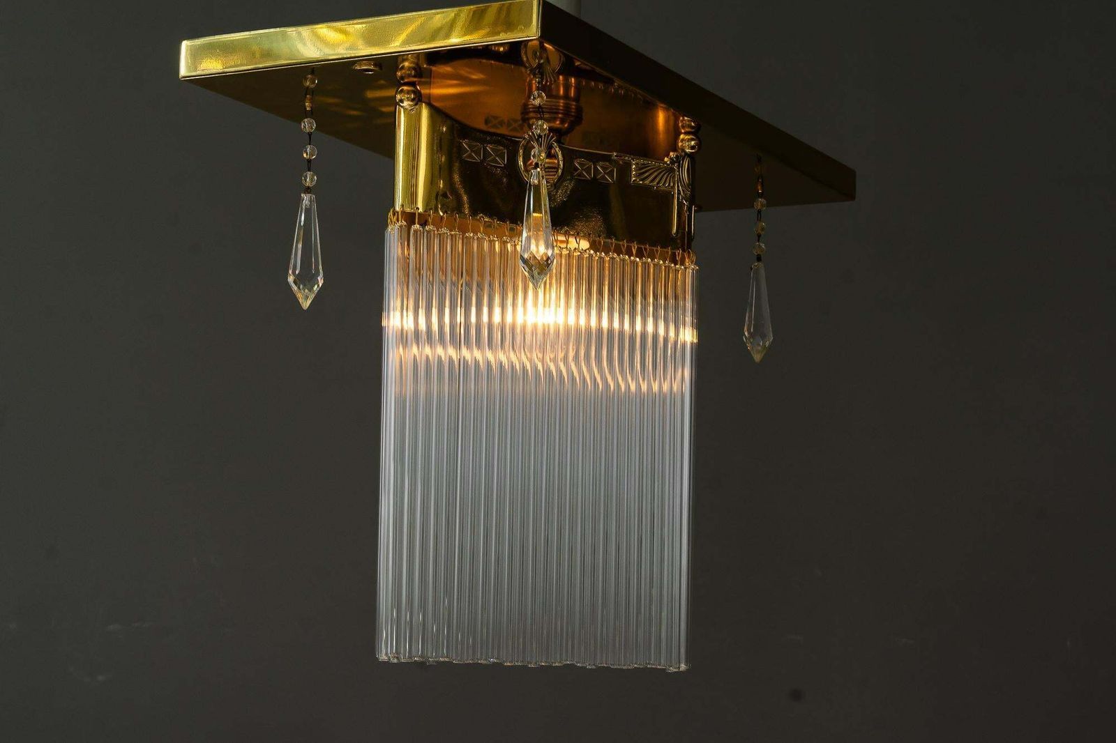 photo buy Art Deco Flush Mount With Glass Sticks And 4 Glass Prism Vienna Around 1920s