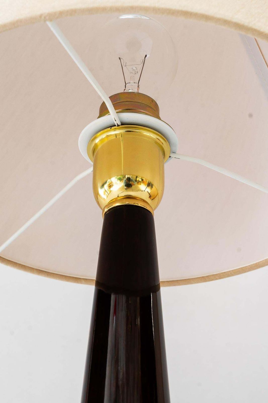 Big Art Deco Wood Table Lamp With Fabric Shade Vienna Around 1920s photo 514.0