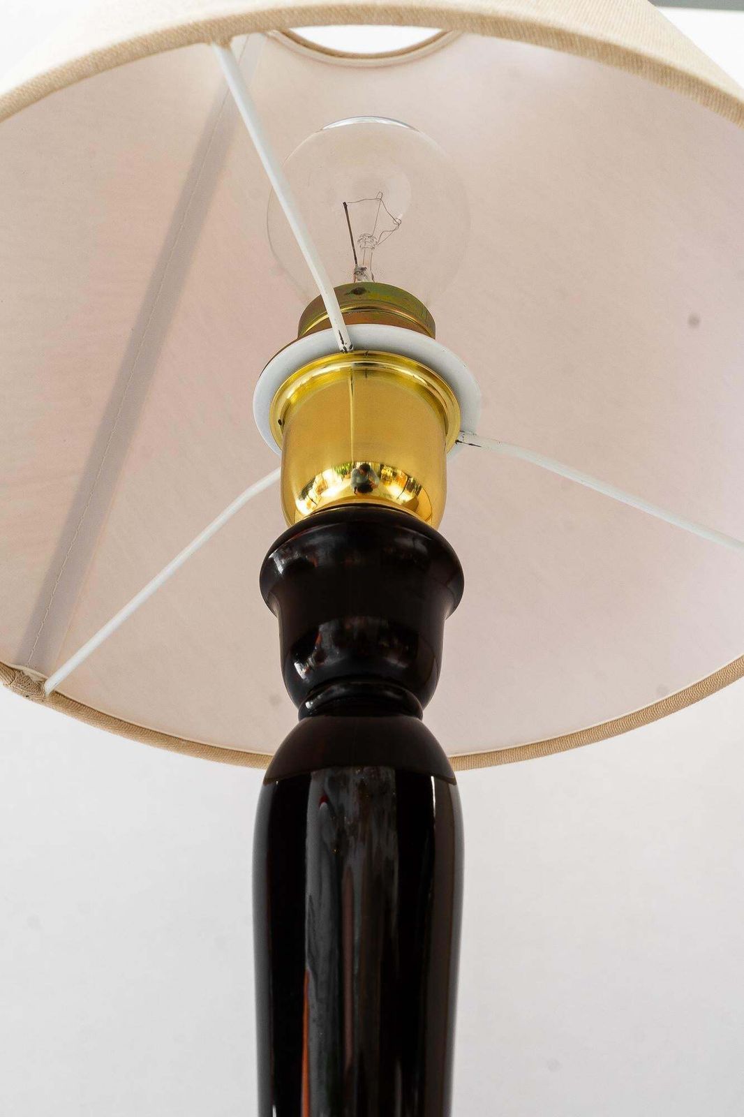 Big Art Deco Wood Table Lamp With Fabric Shade Vienna Around 1920s photo furniture