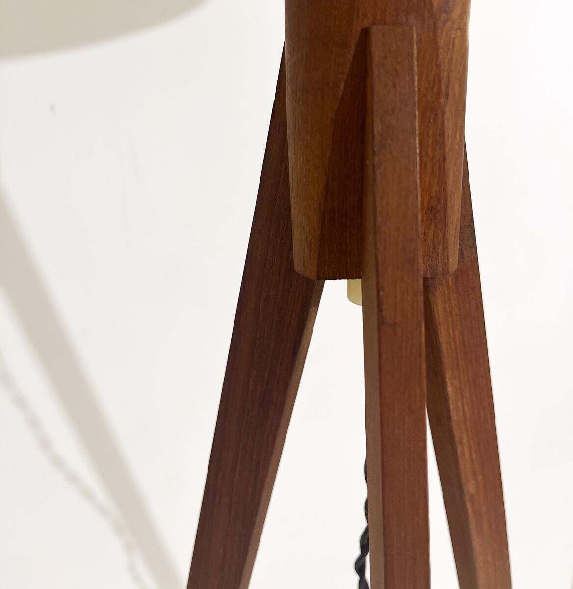 Mid Century Floor Lamp With A Wood Tripod Base, 1970s photo furniture