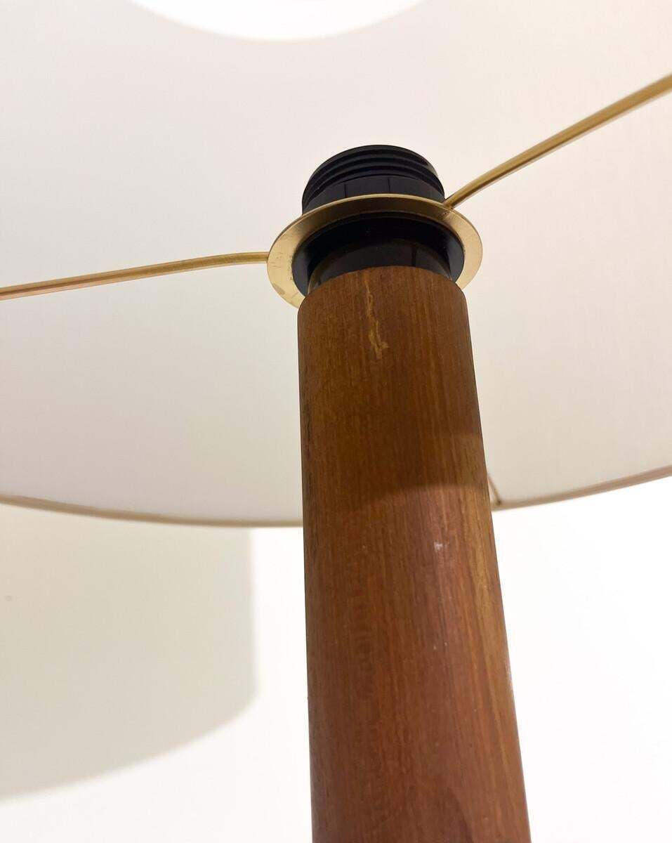Mid Century Floor Lamp With A Wood Tripod Base, 1970s photo for sale
