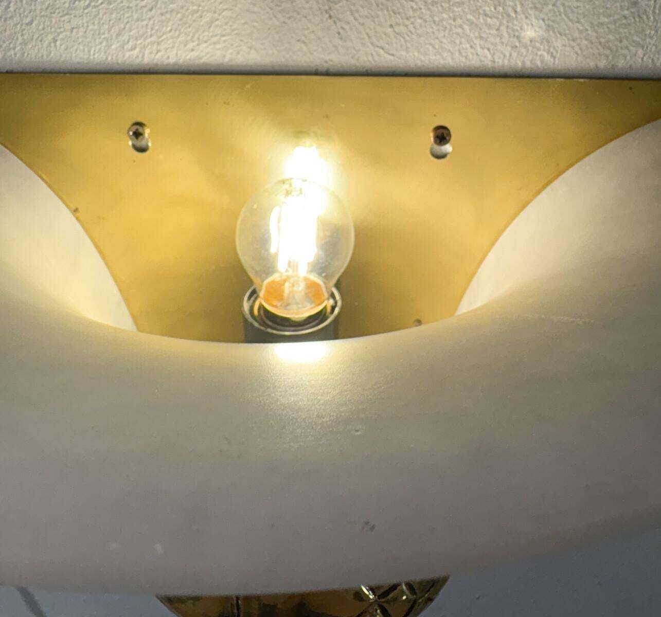 Mid Century Pair Of Snake Wall Lights, Brass And Alabaster, Italy, 1970s photo buy