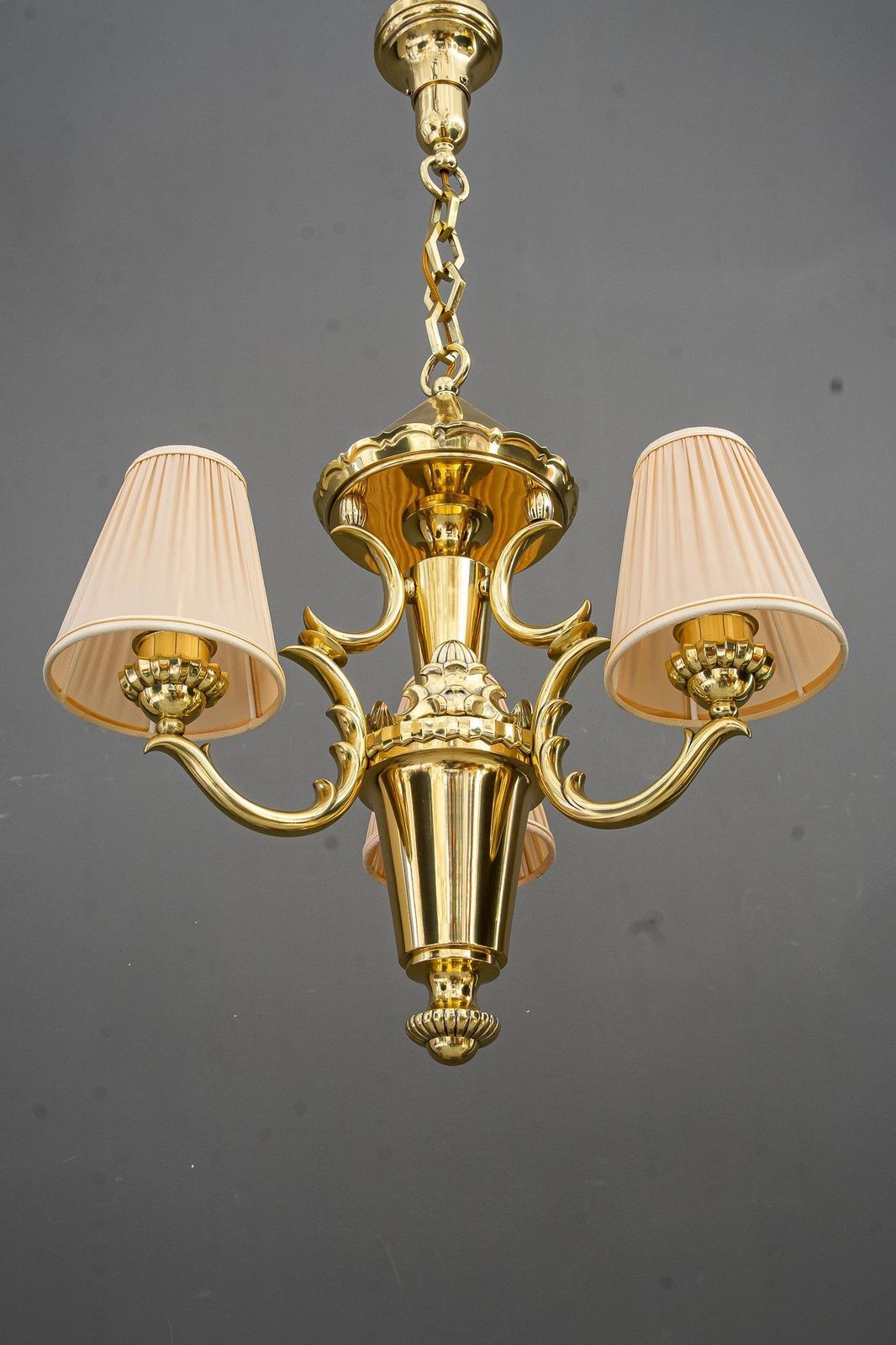 Art Deco Chandelier With Fabric Shades Vienna Around 1920s photo 1416.0